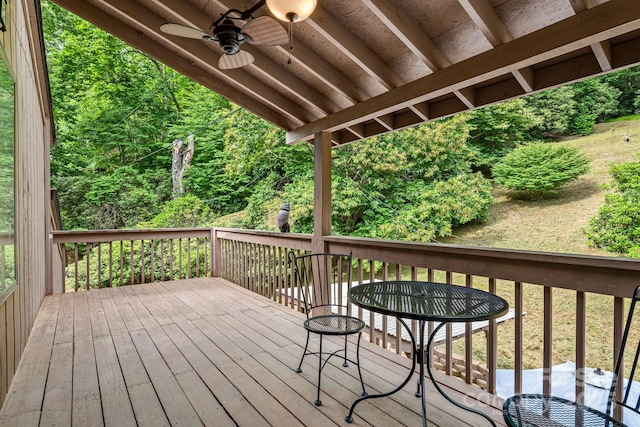 79 Creekside Ln, Spruce Pine, NC 28777 - wooden terrace with ceiling fan