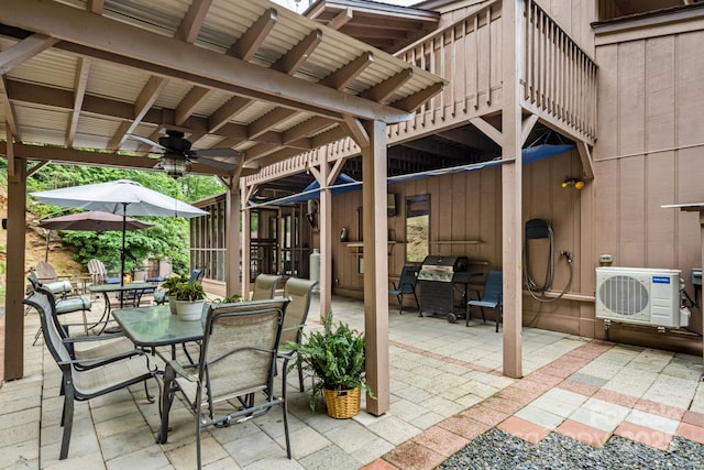 79 Creekside Ln, Spruce Pine, NC 28777 - view of patio / terrace with outdoor dining space, ceiling fan, and grilling area
