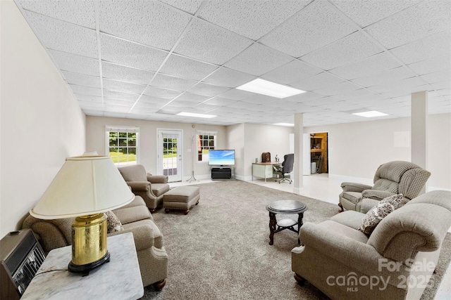 600 Queens Rd, Cherryville, NC 28021 - carpeted living room with a paneled ceiling