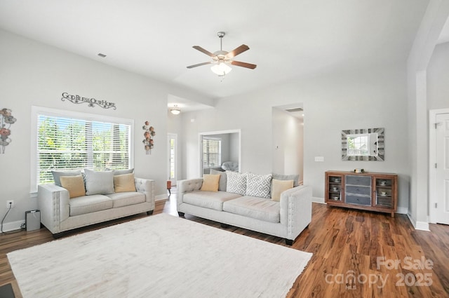 3256 Fairmead Dr, Concord, NC 28025 - living room with ceiling fan and wood finished floors