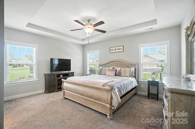 3256 Fairmead Dr, Concord, NC 28025 - bedroom with a raised ceiling, multiple windows, and carpet floors