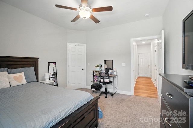 3256 Fairmead Dr, Concord, NC 28025 - bedroom featuring light carpet and a ceiling fan