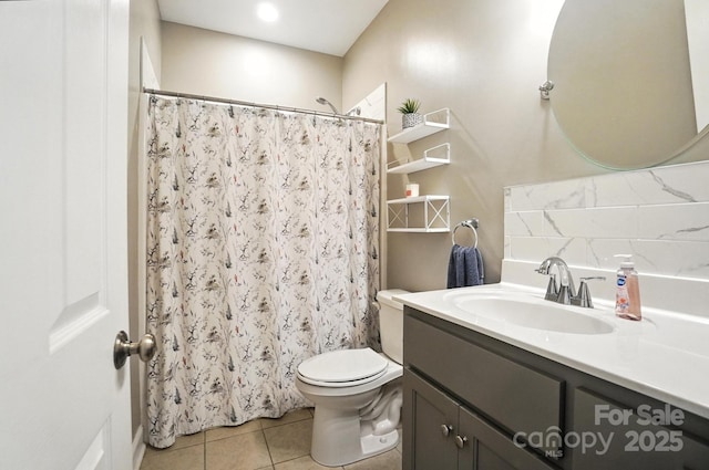 3256 Fairmead Dr, Concord, NC 28025 - bathroom featuring vanity, tile patterned flooring, and curtained shower