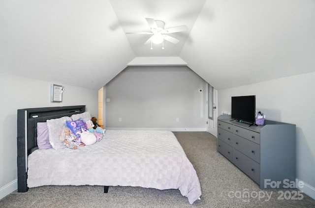 3256 Fairmead Dr, Concord, NC 28025 - carpeted bedroom featuring lofted ceiling and a ceiling fan