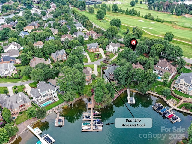 19205 Hidden Cove Ln, Cornelius, NC 28031 - aerial perspective of suburban area featuring a local golf course and a nearby body of water