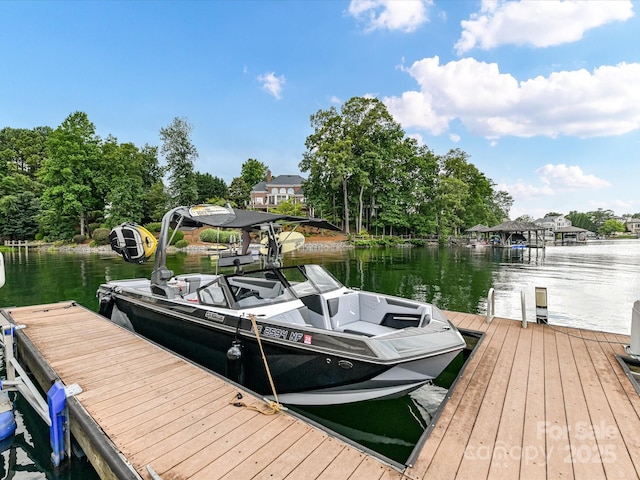 19205 Hidden Cove Ln, Cornelius, NC 28031 - dock area with a water view and view of wooded area