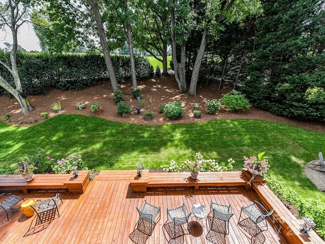 19205 Hidden Cove Ln, Cornelius, NC 28031 - view of green lawn with a wooden deck