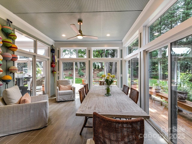 19205 Hidden Cove Ln, Cornelius, NC 28031 - sunroom with ornamental molding, healthy amount of natural light, and wood-type flooring