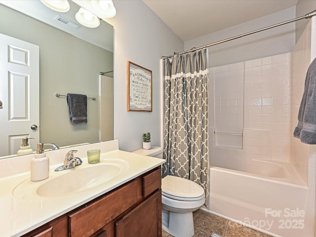 3009 Canopy Dr, Indian Trail, NC 28079 - bathroom featuring tile patterned floors, vanity, and shower / bath combo with shower curtain