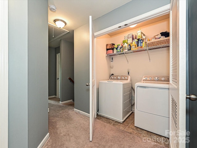 3009 Canopy Dr, Indian Trail, NC 28079 - washroom featuring attic access, washing machine and dryer, and carpet floors