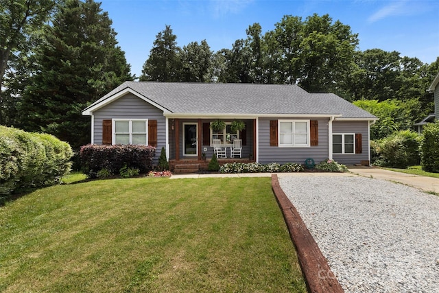 1507 Breckenwood Dr, Rock Hill, SC 29732 - ranch-style house featuring covered porch, a front lawn, and a shingled roof