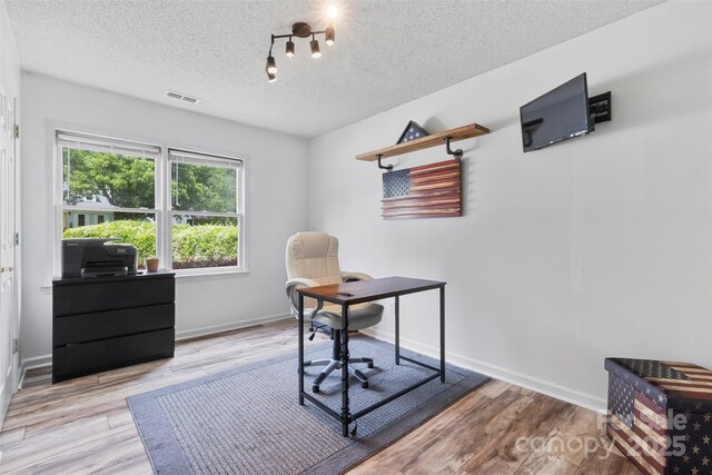 1507 Breckenwood Dr, Rock Hill, SC 29732 - home office featuring a textured ceiling and light wood-style floors