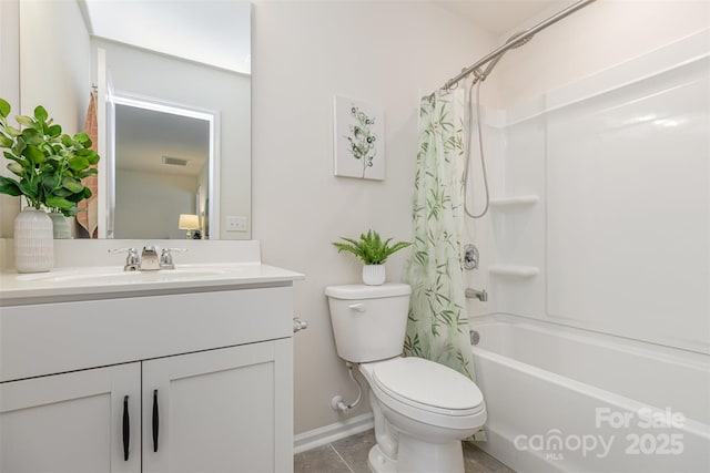1514 Starmount Cove Ln, Charlotte, NC 28210 - bathroom featuring vanity, shower / bathtub combination with curtain, and tile patterned flooring