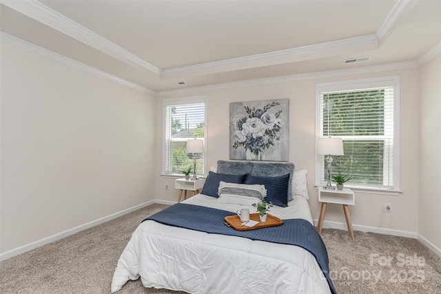 1514 Starmount Cove Ln, Charlotte, NC 28210 - carpeted bedroom with a tray ceiling and crown molding