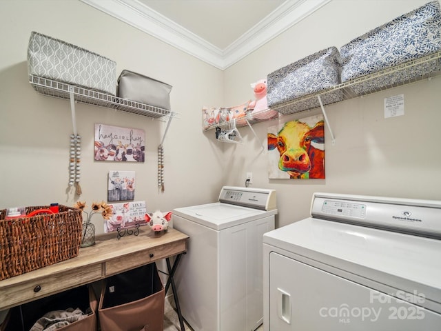 9428 Carneros Creek Rd, Charlotte, NC 28214 - laundry room featuring ornamental molding and independent washer and dryer