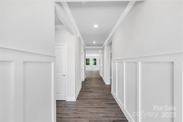5244 Admirals Lndg, Lancaster, SC 29720 - hallway with crown molding, wood finished floors, and recessed lighting