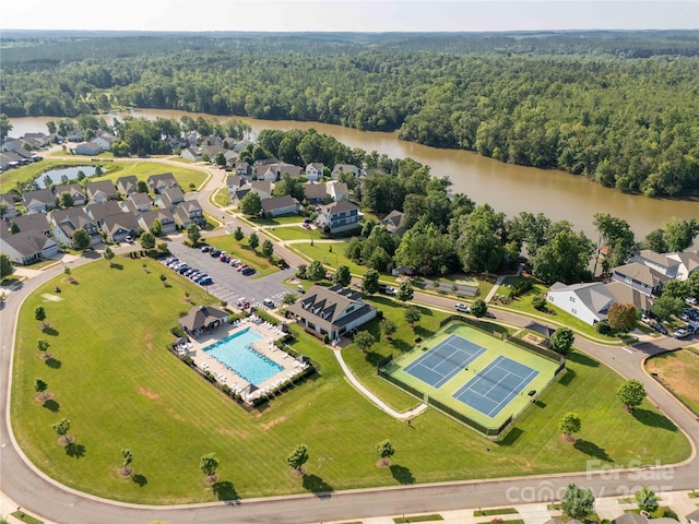 5244 Admirals Lndg, Lancaster, SC 29720 - aerial view of property and surrounding area featuring a forest and a nearby body of water