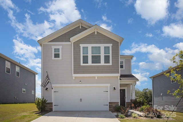 1010 Harry Ct, Albemarle, NC 28001 - craftsman inspired home with concrete driveway, stone siding, and an attached garage