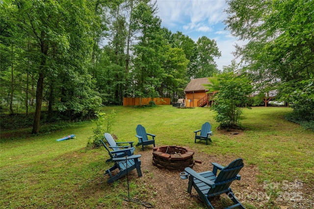 204 Terrys Gap Loop Rd, Fletcher, NC 28732 - view of green lawn with an outdoor fire pit