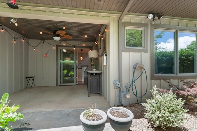 38 Live View Ln, Clyde, NC 28721 - property entrance featuring a ceiling fan and a patio