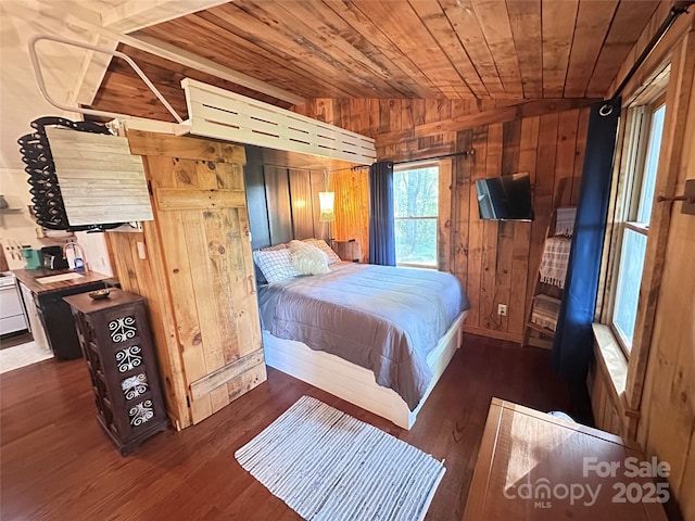 849 Camp Hill Rd, Mill Spring, NC 28756 - bedroom featuring wood ceiling, wooden walls, and wood finished floors
