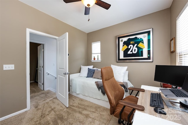 432 W Worthington Ave, Charlotte, NC 28203 - home office featuring a ceiling fan and carpet flooring