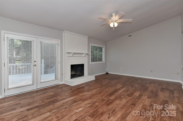 2706 Bremer Ct, Charlotte, NC 28210 - unfurnished living room with a ceiling fan, wood finished floors, lofted ceiling, and plenty of natural light