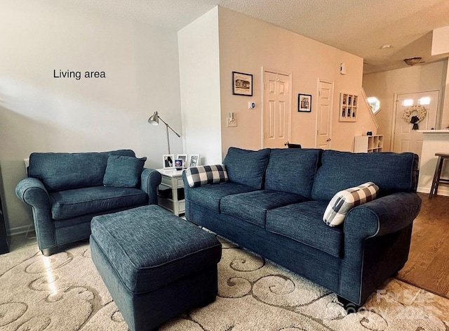 222 Ross Moore Ave, Charlotte, NC 28205 - living room with light wood finished floors and a textured ceiling
