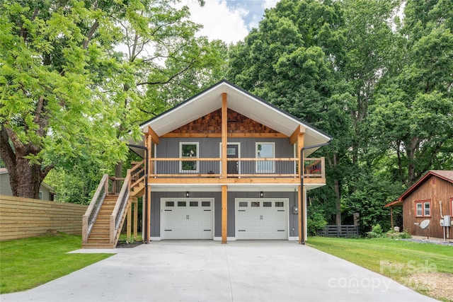 2513 Rolfe St, Hendersonville, NC 28791 - rustic home with concrete driveway, stairway, and an attached garage