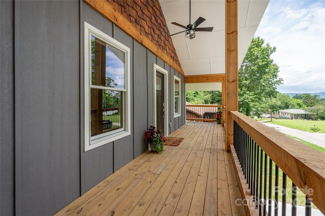 2513 Rolfe St, Hendersonville, NC 28791 - wooden terrace with a ceiling fan