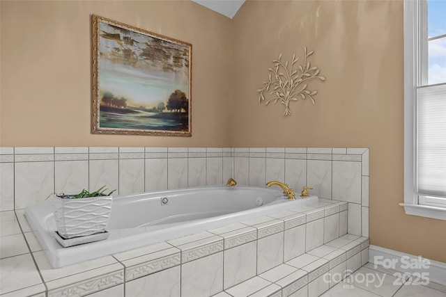 1236 James Farm Rd, Hickory, NC 28602 - bathroom with a garden tub, tile patterned floors, and plenty of natural light