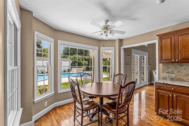 1236 James Farm Rd, Hickory, NC 28602 - dining space with light wood-style flooring and a ceiling fan