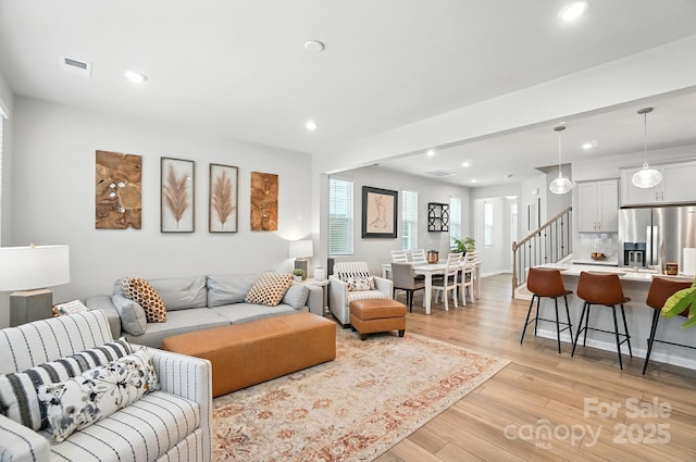 11246 Bartrams Way, Charlotte, NC 28278 - living area with light wood-style floors and recessed lighting