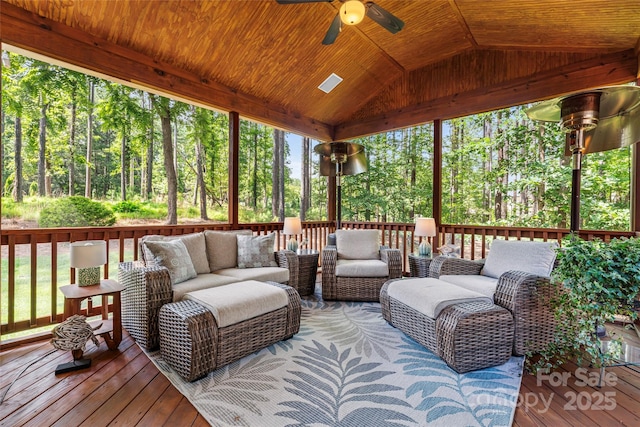 109 Trent Pines Dr, Mooresville, NC 28117 - deck with outdoor lounge area and a ceiling fan