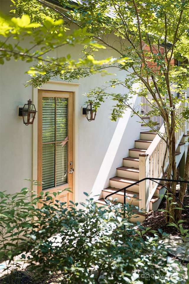 12 Fay Jones Ln, Black Mountain, NC 28711 - property entrance featuring stucco siding