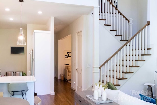 12 Fay Jones Ln, Black Mountain, NC 28711 - stairway featuring wood finished floors and recessed lighting