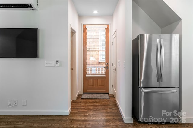 12 Fay Jones Ln, Black Mountain, NC 28711 - doorway with a wall unit AC, dark wood-style flooring, and recessed lighting