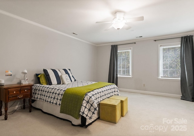 2324 Kingsmill Ter, Charlotte, NC 28270 - bedroom with carpet floors, ornamental molding, and a ceiling fan