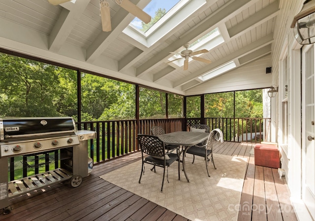 2324 Kingsmill Ter, Charlotte, NC 28270 - sunroom with a skylight, a ceiling fan, and outdoor dining area