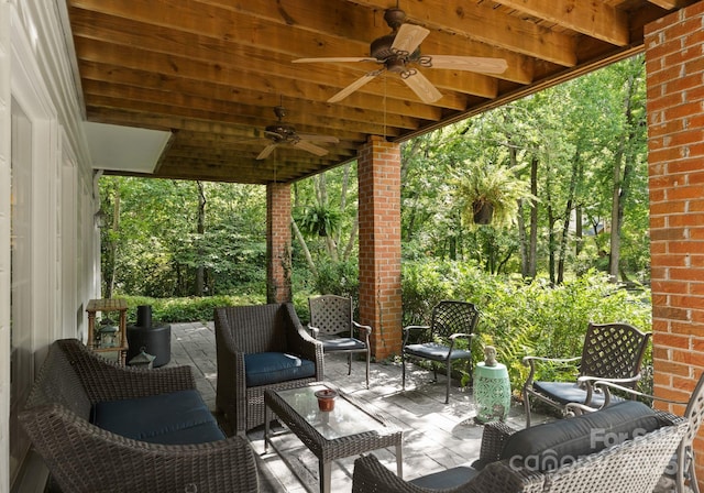 2324 Kingsmill Ter, Charlotte, NC 28270 - view of patio / terrace featuring a ceiling fan and an outdoor hangout area