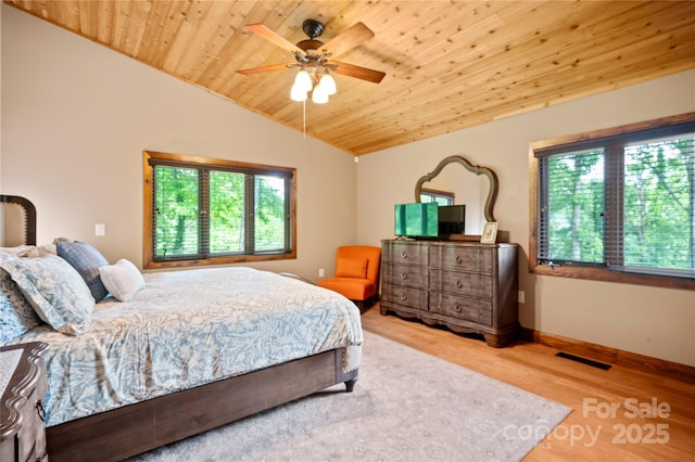 2045 Hogback Mountain Rd, Tryon, NC 28782 - bedroom with multiple windows, wood ceiling, lofted ceiling, wood finished floors, and ceiling fan
