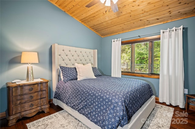 2045 Hogback Mountain Rd, Tryon, NC 28782 - bedroom featuring lofted ceiling, wood ceiling, wood finished floors, and ceiling fan