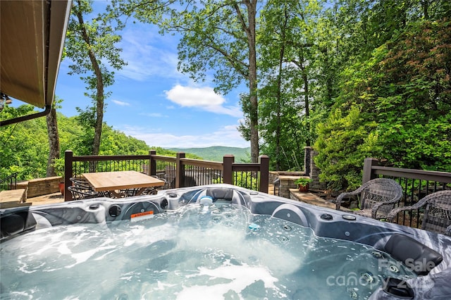 2045 Hogback Mountain Rd, Tryon, NC 28782 - wooden deck featuring a hot tub