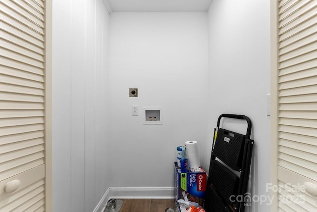 1426 Larkfield Ln, Charlotte, NC 28210 - laundry room featuring washer hookup, wood finished floors, and electric dryer hookup