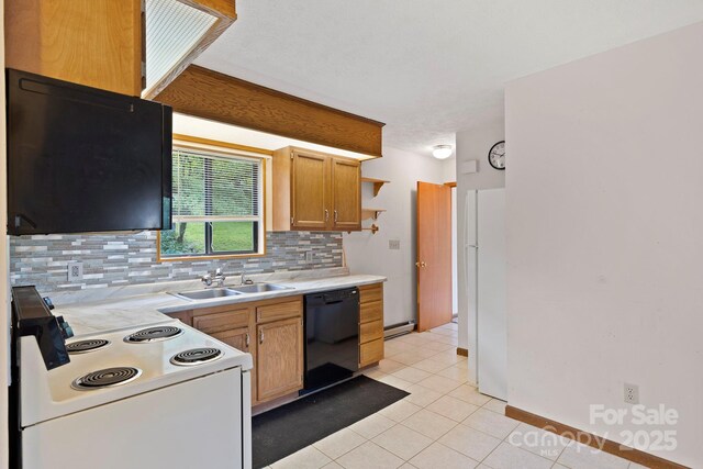 108 Deer Run Rd, Mills River, NC 28759 - kitchen featuring white appliances, light countertops, backsplash, and light tile patterned floors