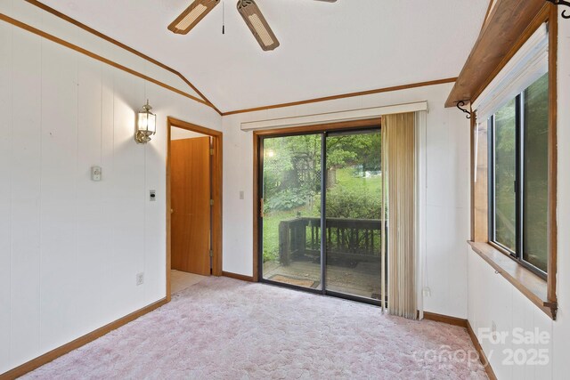 108 Deer Run Rd, Mills River, NC 28759 - spare room with vaulted ceiling, ceiling fan, healthy amount of natural light, and carpet