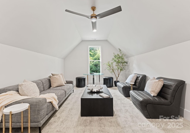 1622 Burtonwood Cir, Charlotte, NC 28212 - living area with lofted ceiling and ceiling fan