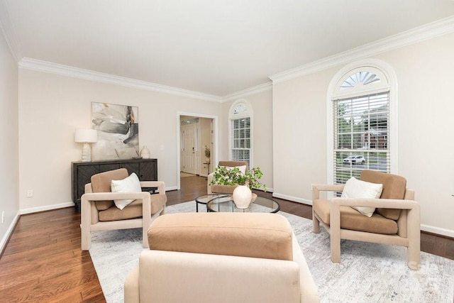 205 Rosedale Ln, Matthews, NC 28105 - living area featuring ornamental molding and wood finished floors