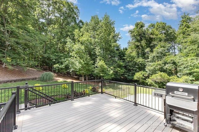 205 Rosedale Ln, Matthews, NC 28105 - deck with area for grilling and view of wooded area