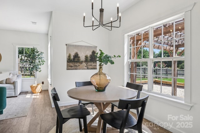 1986 Trace Creek Dr, Waxhaw, NC 28173 - dining room featuring wood finished floors and a chandelier